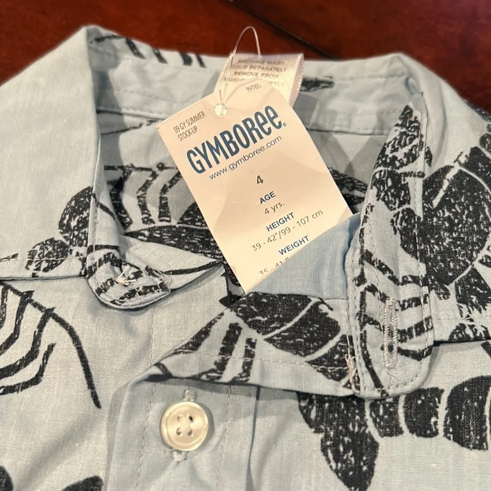 NWT Gymboree Eastern Seaboard 2009 Lobster Blue Oxford Button Up Shirt Size 4